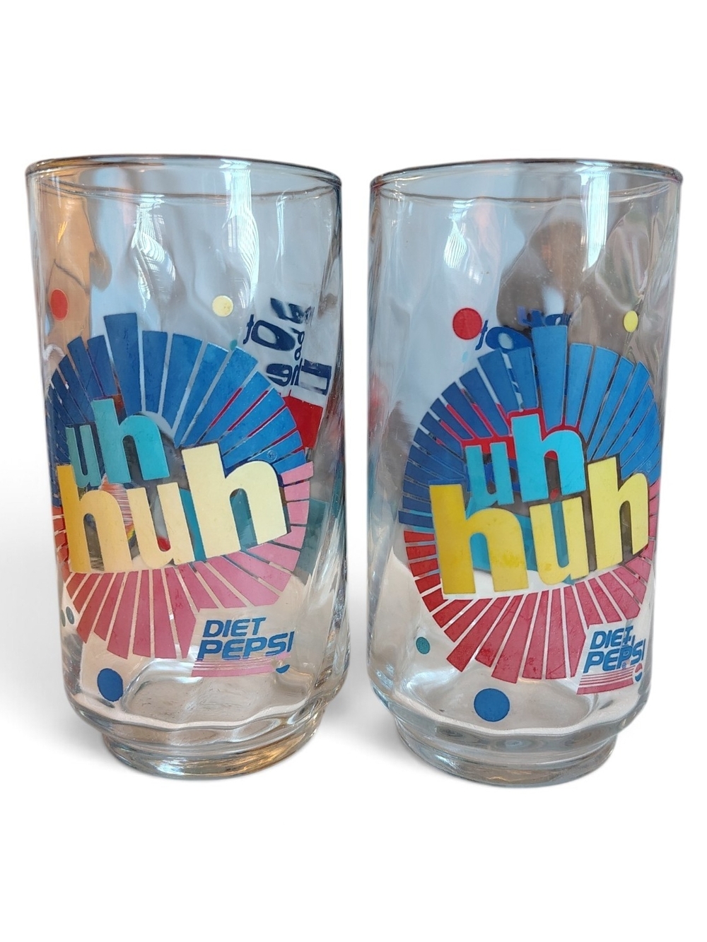 Vintage 1991 Diet Pepsi Ray Charles Uh-Huh Glass Set of 2 You Got The Right One